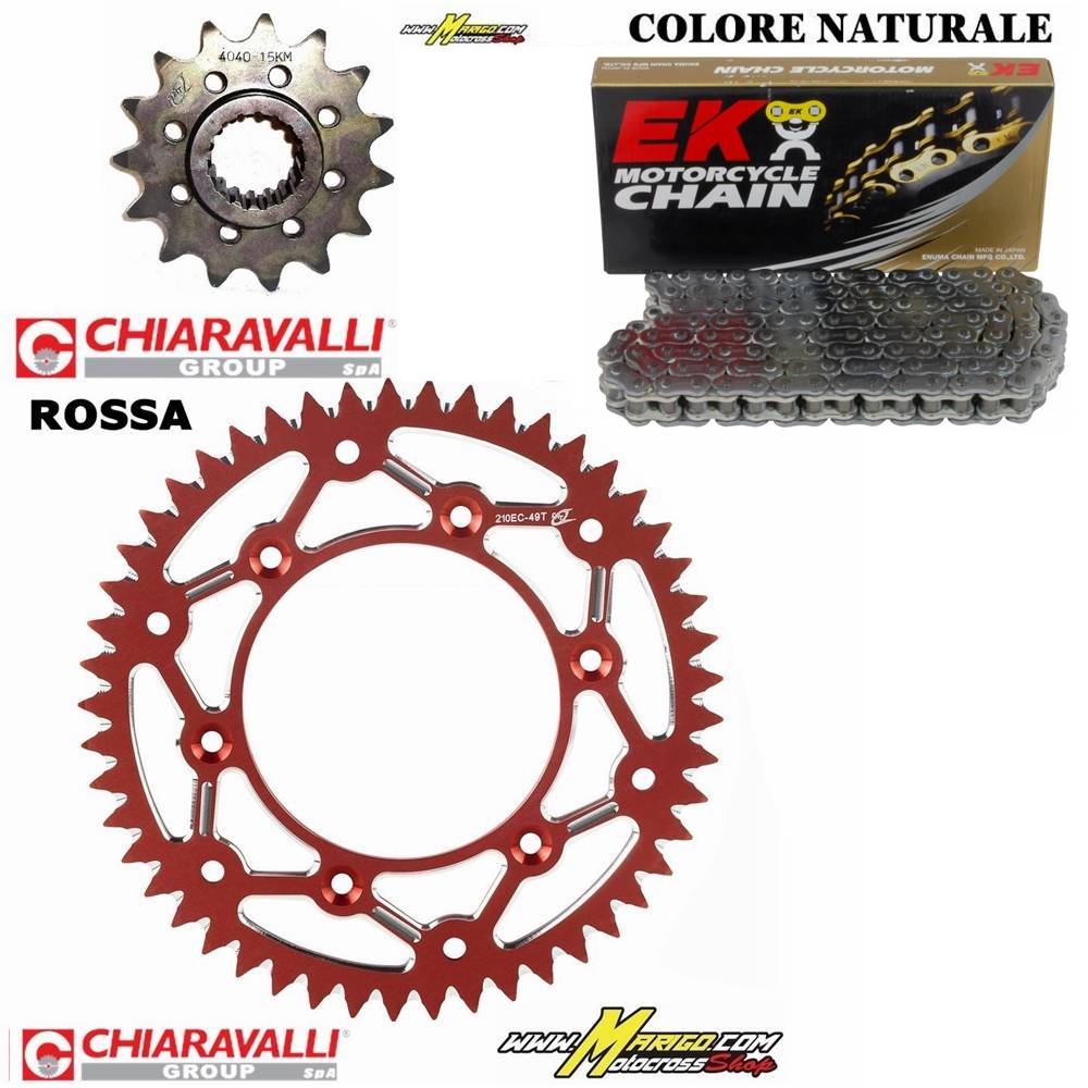 KIT TRASMISSIONE COMPLETO  CHIARAVALLI  HONDA  CRF 450 2002/2022  # corona ROSSA  catena MRD6 NERA #