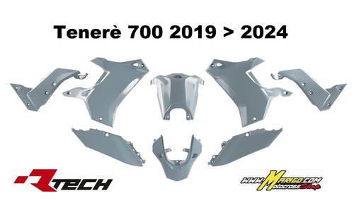 Kit Plastiche Racetech Per Yamaha Tenerè 700 (2019-2024) - 5 Pezzi In Polipropilene, Colore Bianco/nero - Senza Parafango Anteriore