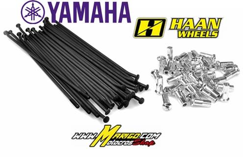 2 - Raggi + Nipples - NERI YAMAHA YZ 125 1993 - 2026 POSTERIORE serie completa   HAAN WHEELS COMPLETO DI NIPPLES 19" - cod. RH255401N