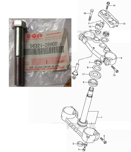 BULLONE PIASTRA SUZUKI RMZ 250 2011 - 2015 - RMZ 450  2012 - 2015  numero 18      cod. 56321-28H00